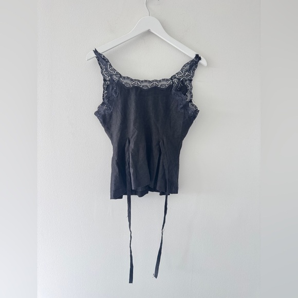 CAMILA COELHO Black Linen Lace Blouse XS - Picture 5 of 7